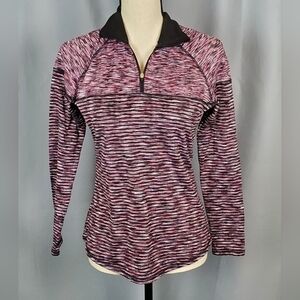 Avia long sleeve athletic top, pink and black, size XS